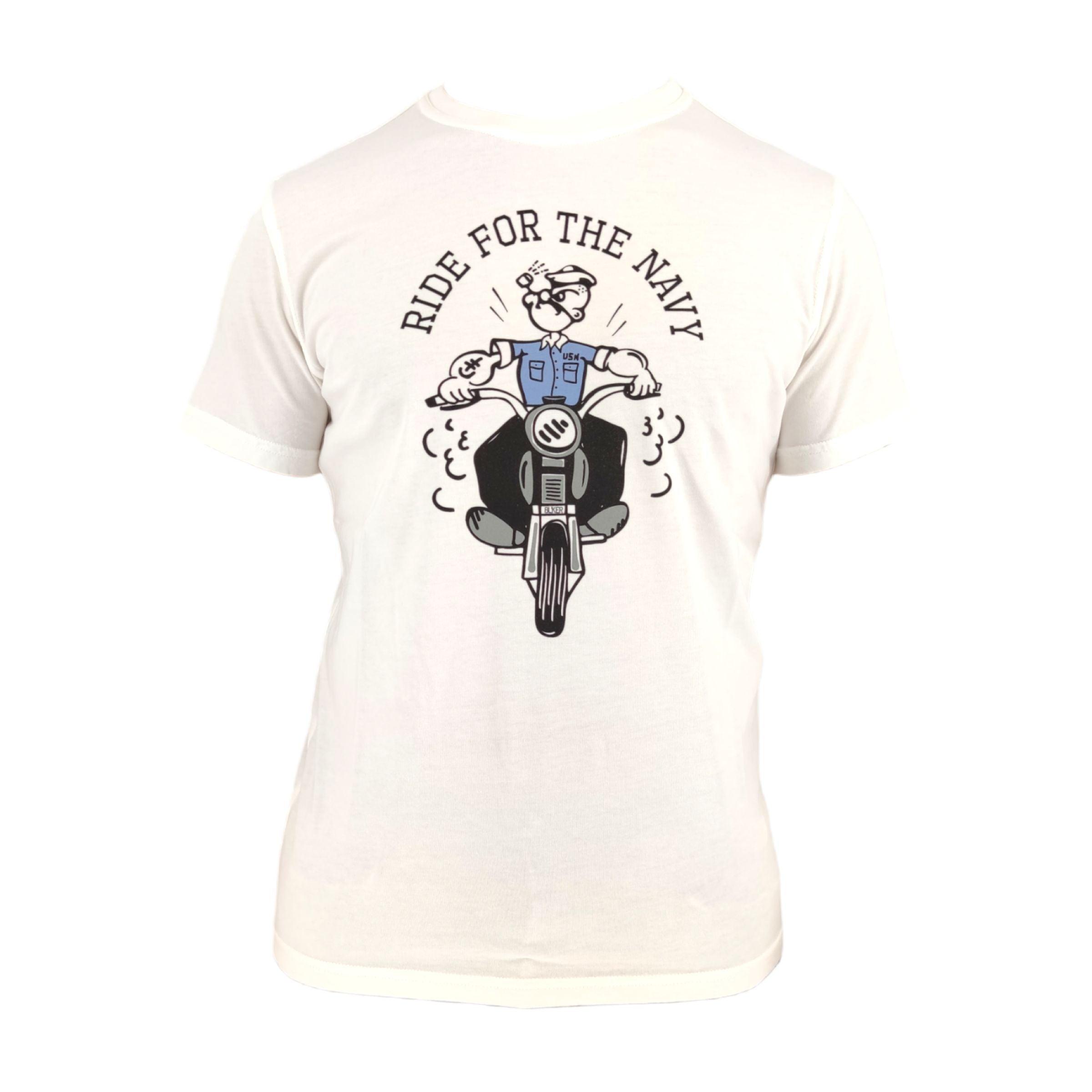 Bl'Ker | T-shirt Navy Rider Uomo White - Fabbrica Ski Sises