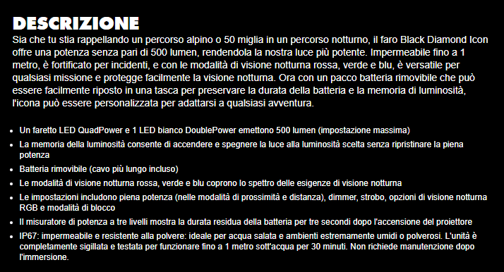 Black Diamond | Luce Frontale Icon - Fabbrica Ski Sises