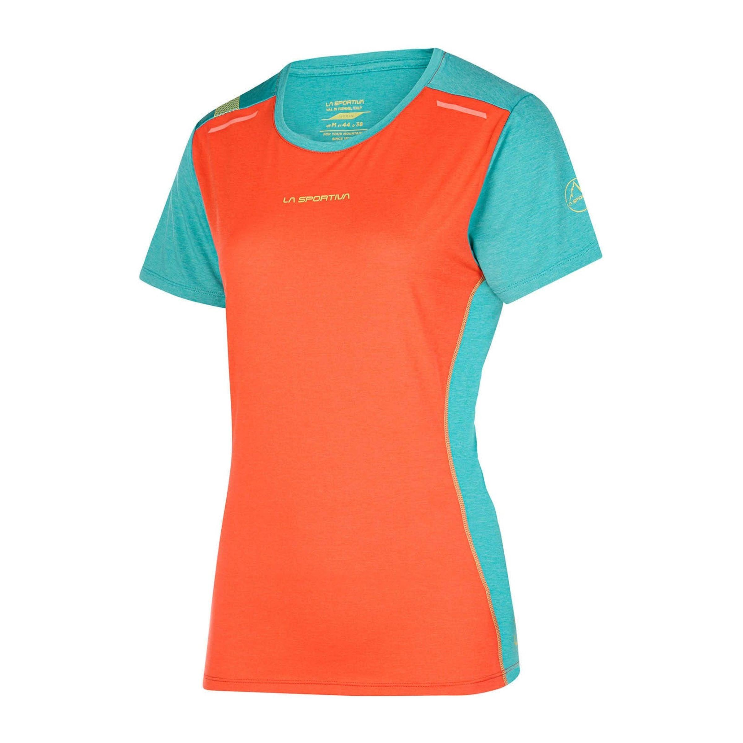 La Sportiva | T-shirt Tracer Donna Cherry Tomato/Lagoon - Fabbrica Ski Sises