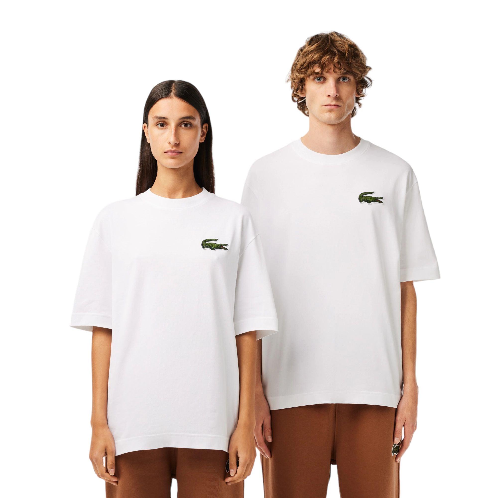 Lacoste | T-shirt Loose Fit Large Crocodile White - Fabbrica Ski Sises