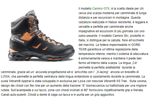 Lowa | Scarpe Camino GTX Uomo - Fabbrica Ski Sises