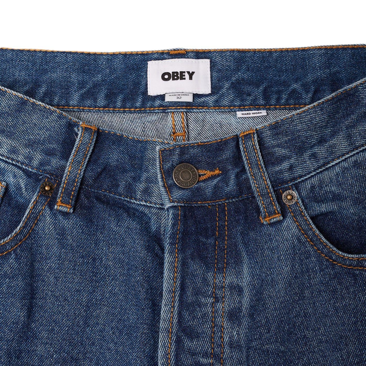 Obey | Pantaloni Hardwork Uomo Stonewash Indigo - Fabbrica Ski Sises