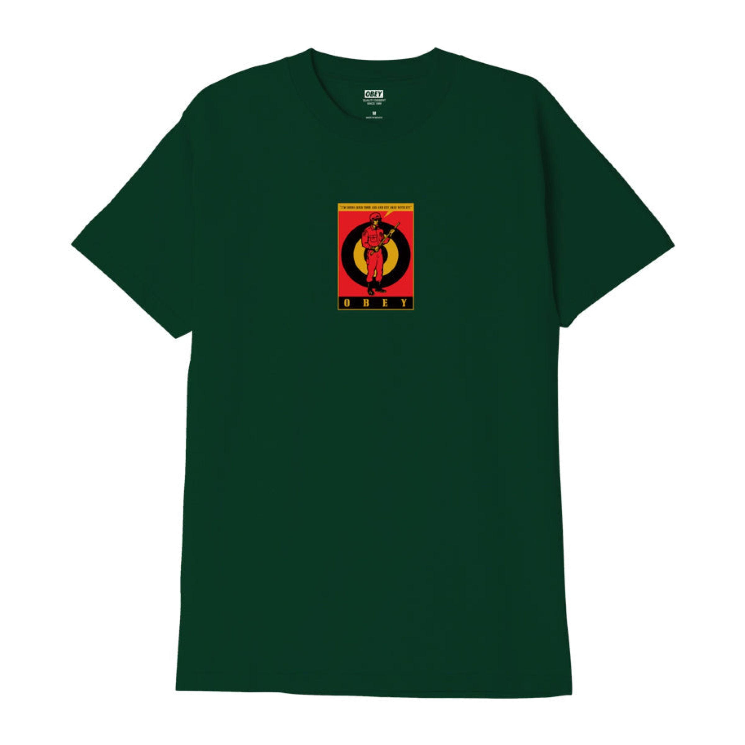 Obey | T-shirt Riot Cop Uomo Forest Green - Fabbrica Ski Sises