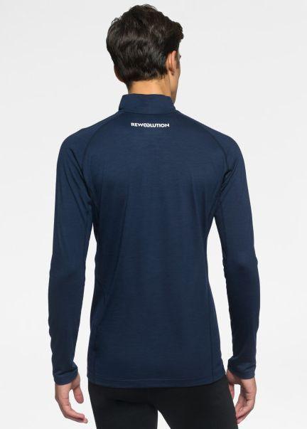 Rewoolution | T-shirt LS Half Zip Uomo Blu - Fabbrica Ski Sises