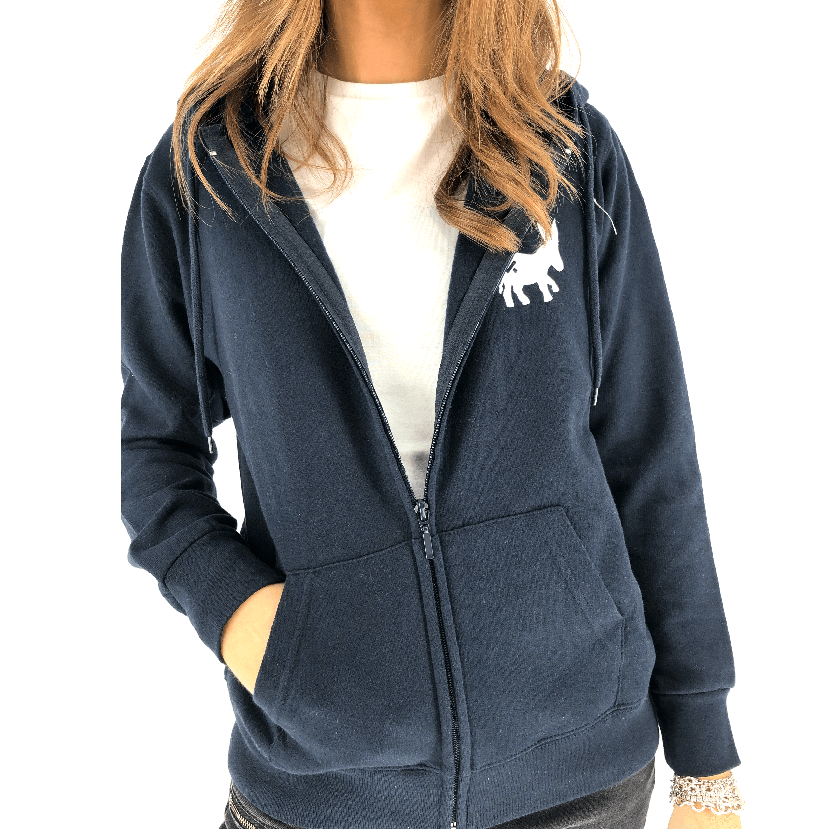 Sensa Cunisiun | Maglia Zip Logo Donna Blu - Fabbrica Ski Sises