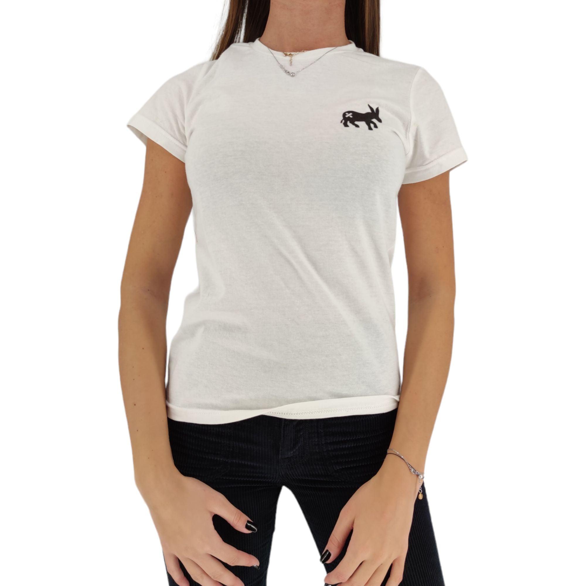 Sensa Cunisiun | T-shirt Classic Logo Donna White/Black - Fabbrica Ski Sises