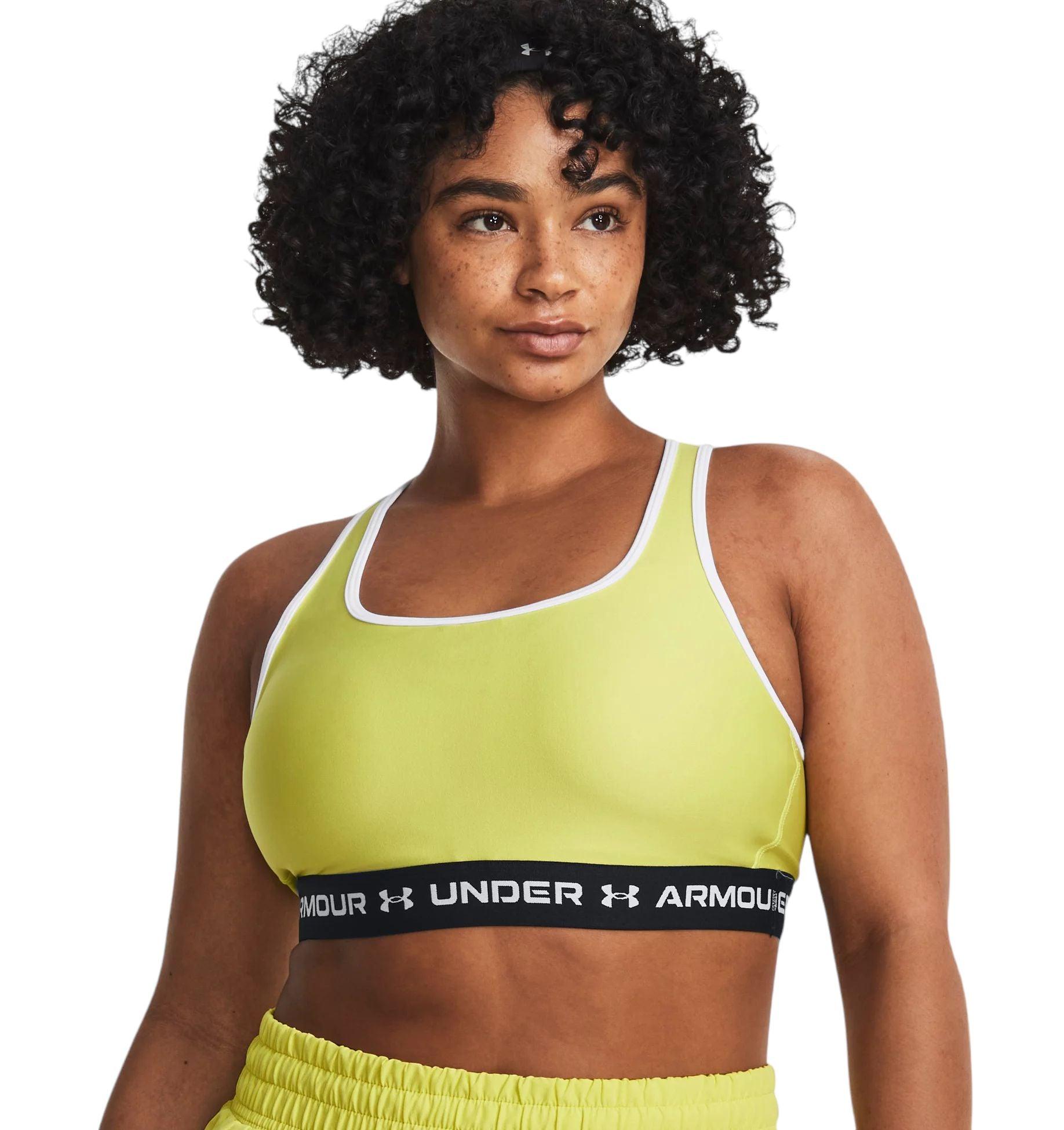 Under Armour | Top Mid Crossback Sports Bra Donna Lime Yellow/White - Fabbrica Ski Sises