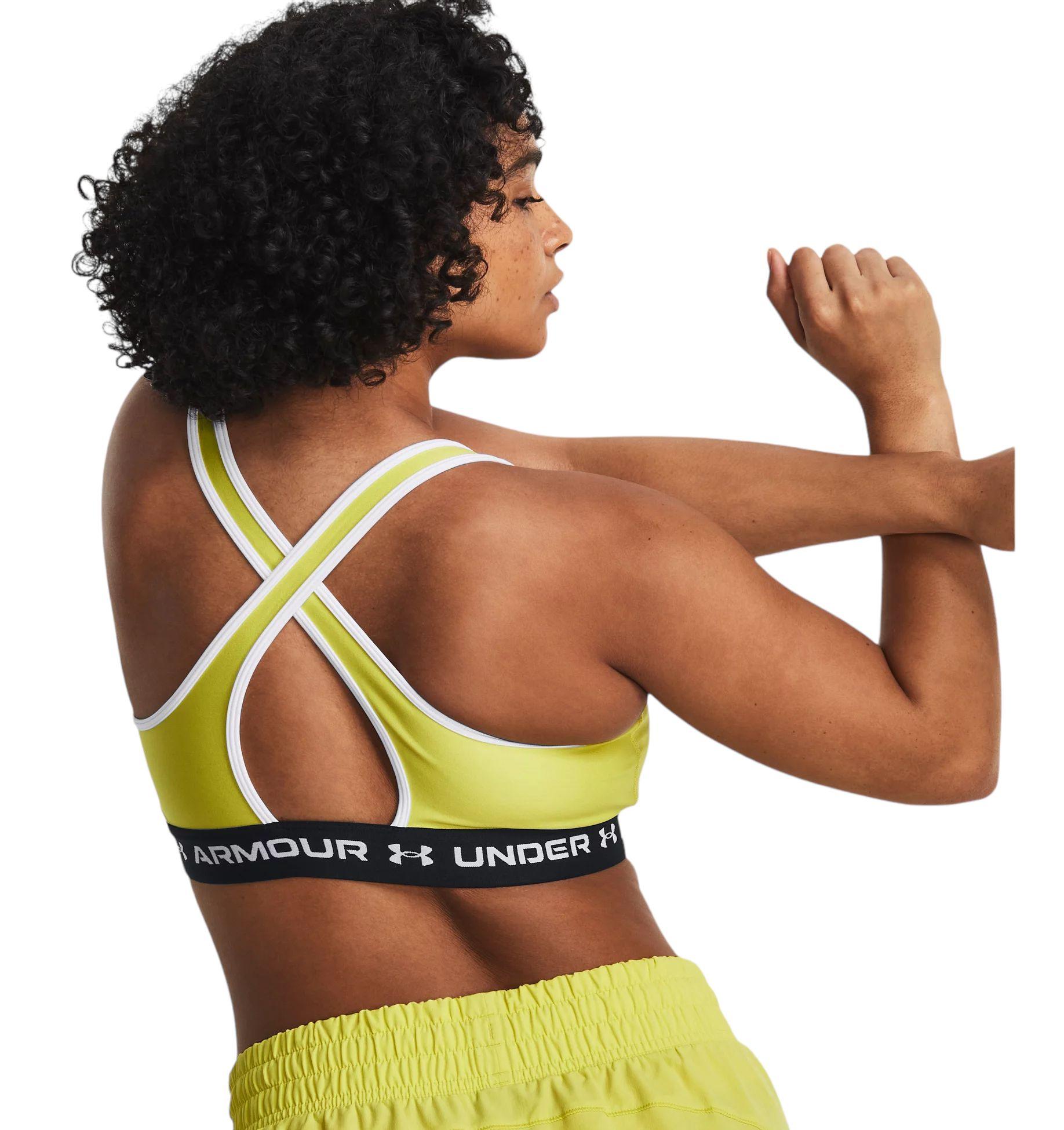 Under Armour Top Mid Crossback Sports Bra Donna Lime Yellow/white