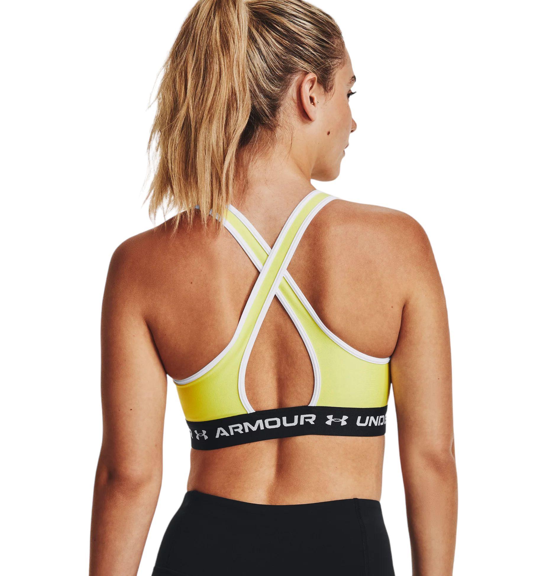 Under Armour | Top Mid Crossback Sports Bra Donna Lime Yellow/White - Fabbrica Ski Sises