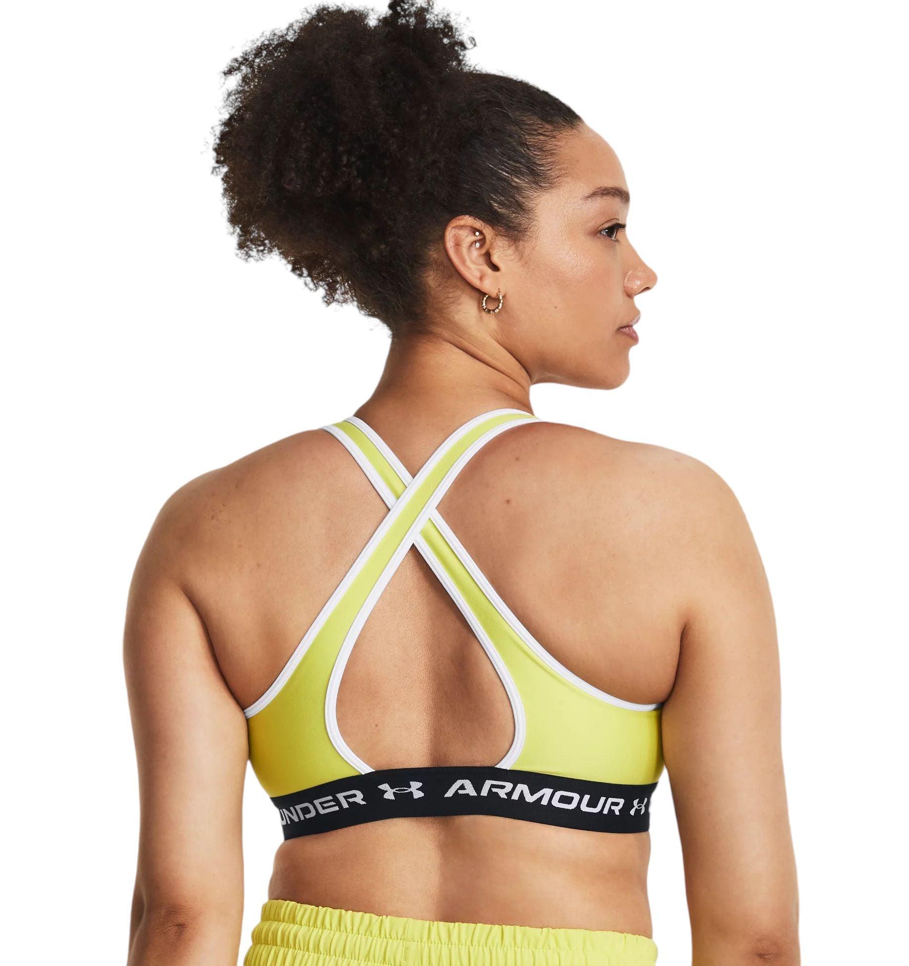 Under Armour | Top Mid Crossback Sports Bra Donna Lime Yellow/White - Fabbrica Ski Sises