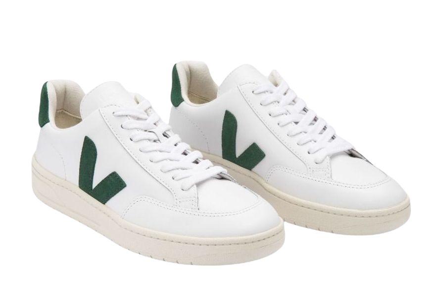 Veja | Scarpe V-12 Leather Donna Extra White/Cyprus - Fabbrica Ski Sises