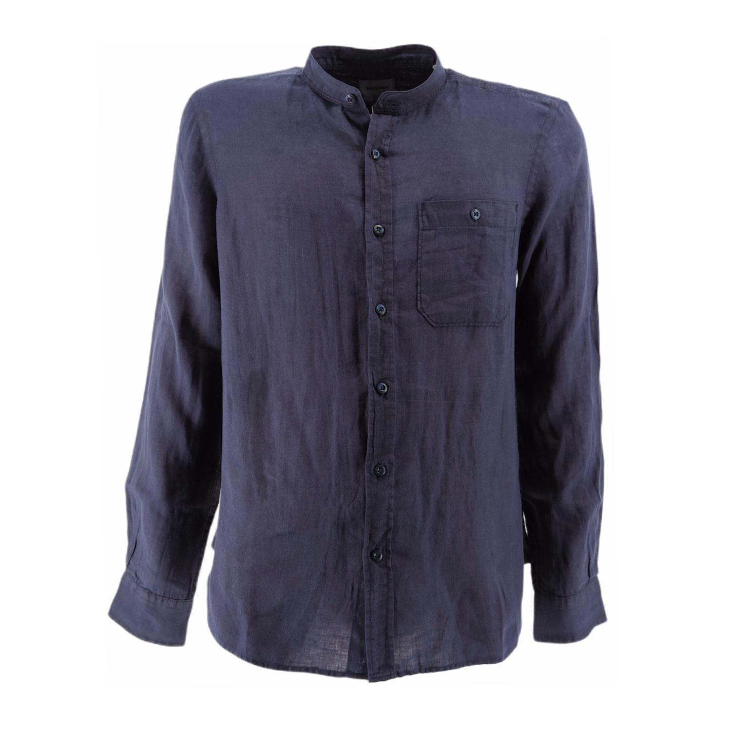 Woolrich | Camicia Band Collar Uomo Blu - Fabbrica Ski Sises