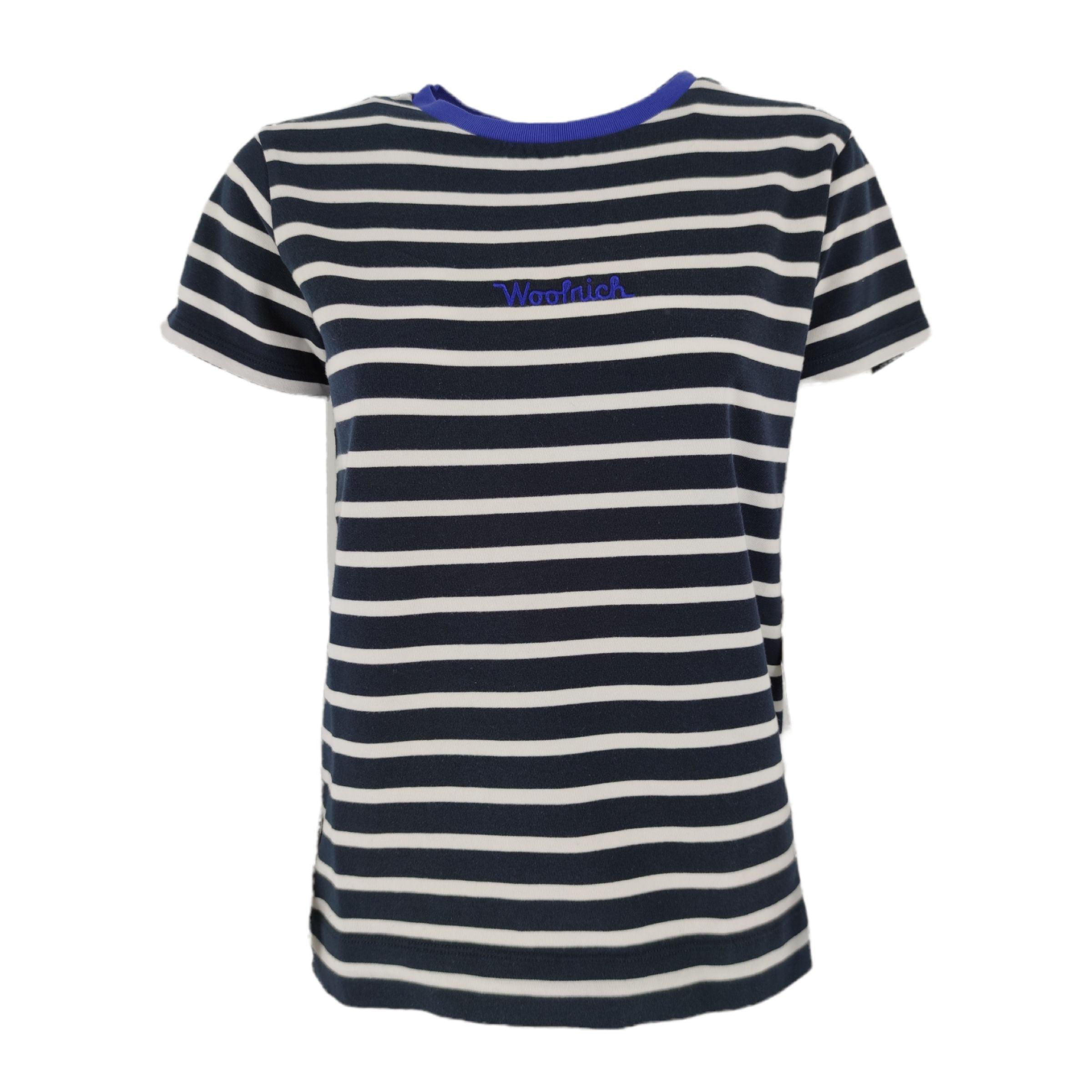 Woolrich | T-shirt Striped Jersey Donna Melton Blue Stripe - Fabbrica Ski Sises